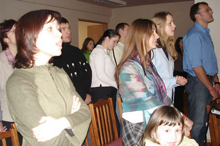 First worship service of “Mira” Youth Church. January 14, 2006, Lithuania