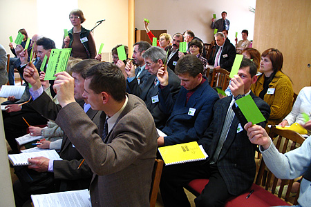 Constituency delegates vote for the new Executive Committee. Kaunas, Lithuania