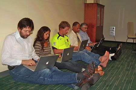 Communication Conference in Slovenia, 2006. Macintosh users shared the best row in the conference hall