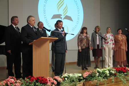 Participants are greeted by the Latvian Conference president Viesturs Reķis.