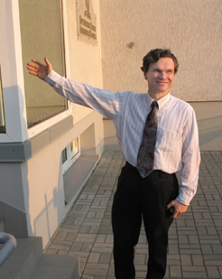 Bertold Hibner, president of the Seventh-day Adventist Church in Lithuania, stands outside the church's headquarters in Kaunas, Lithuania. On July 15 the country's government officially recognized the church as a religious community.